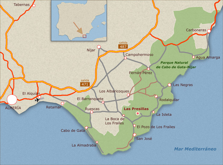 Mapa del Parque Natural de Cabo de Gata © MU